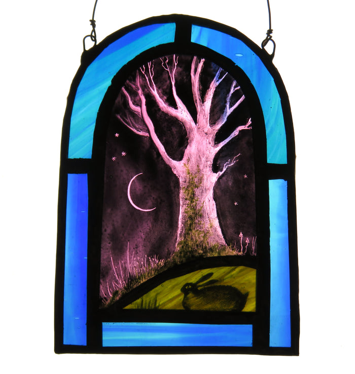 "Moonlit Tree" - Stained Glass Panel by Debra Eden