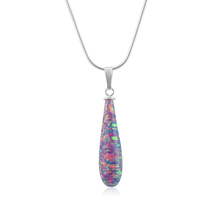 Silver and purple Opal Teardrop Pendant by Lavan