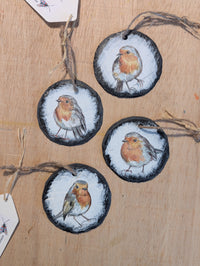 Hand-Painted Slate Robin Decoration by Carmen Carreira