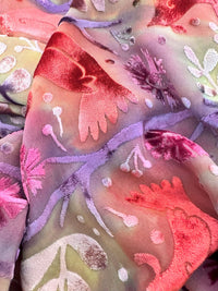 Pastel Bird Design Hand Painted Devore Velvet Scarf by Diane Jones (DJ31)