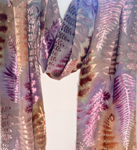 Pastel Fern Design Hand Painted Devore Velvet Scarf by Diane Jones (DJ37)