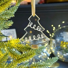 White/Gold Glass Christmas Tree Decoration