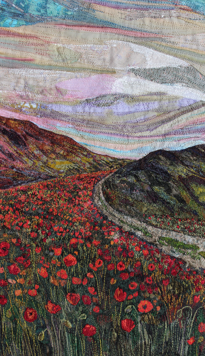 Poppy Valley - textile art by Rachel Wright