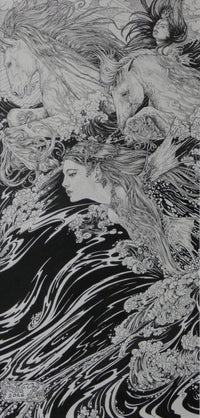 Poseidon’s Horses - Original Pen & Ink Drawing by Ed Org