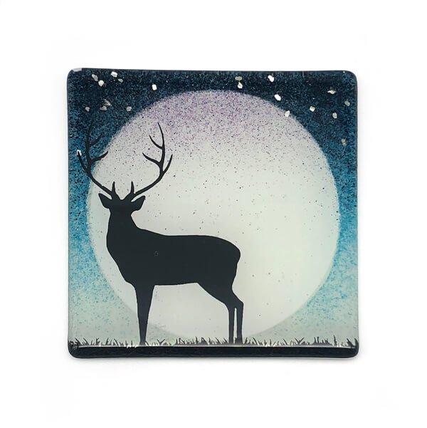 Glass Stag Coaster by Colette Halstead