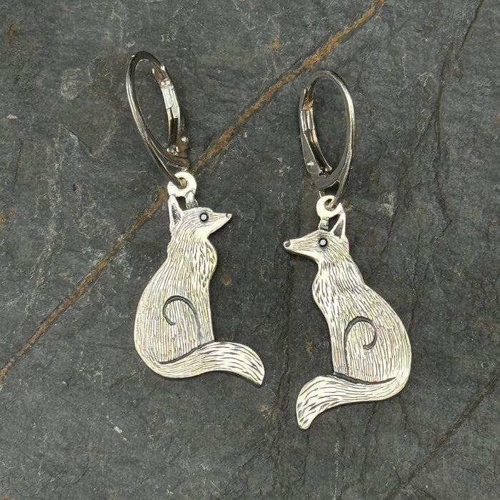 Seated Fox Earrings by Rachel Bailey