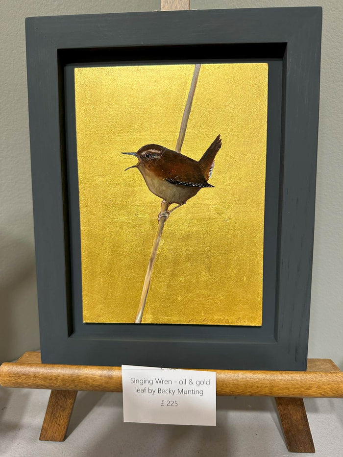 Singing Wren Icon Painting by Becky Munting