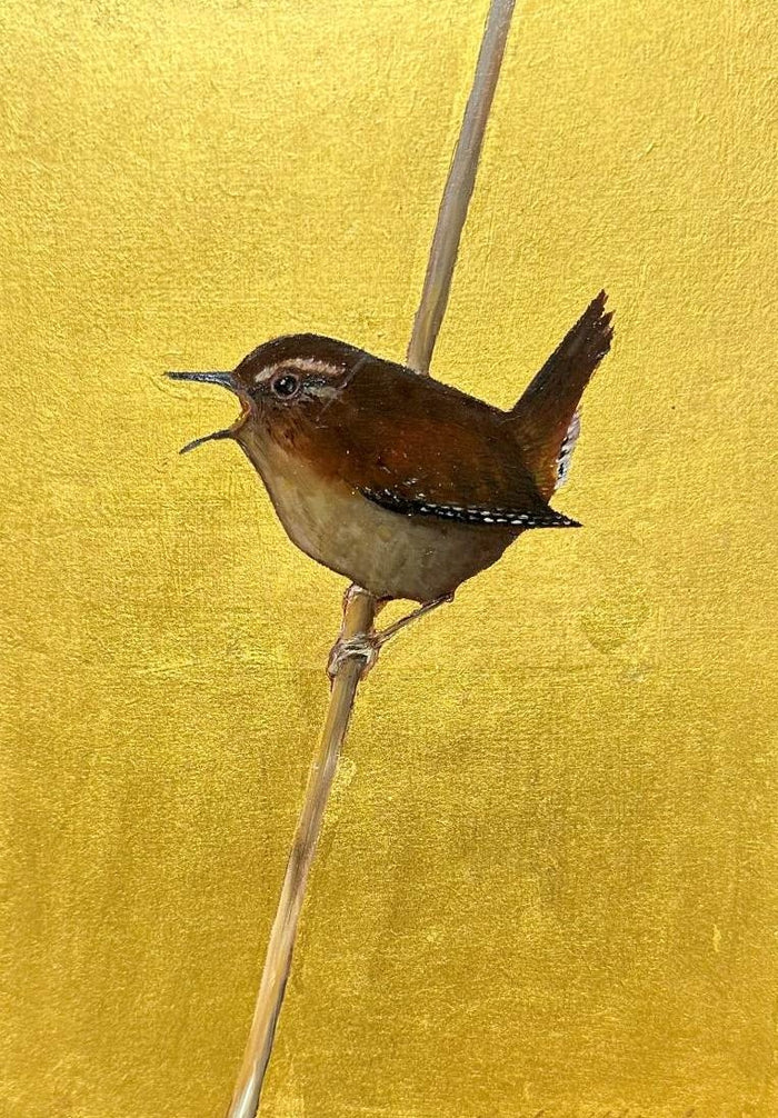 Singing Wren Icon Painting by Becky Munting