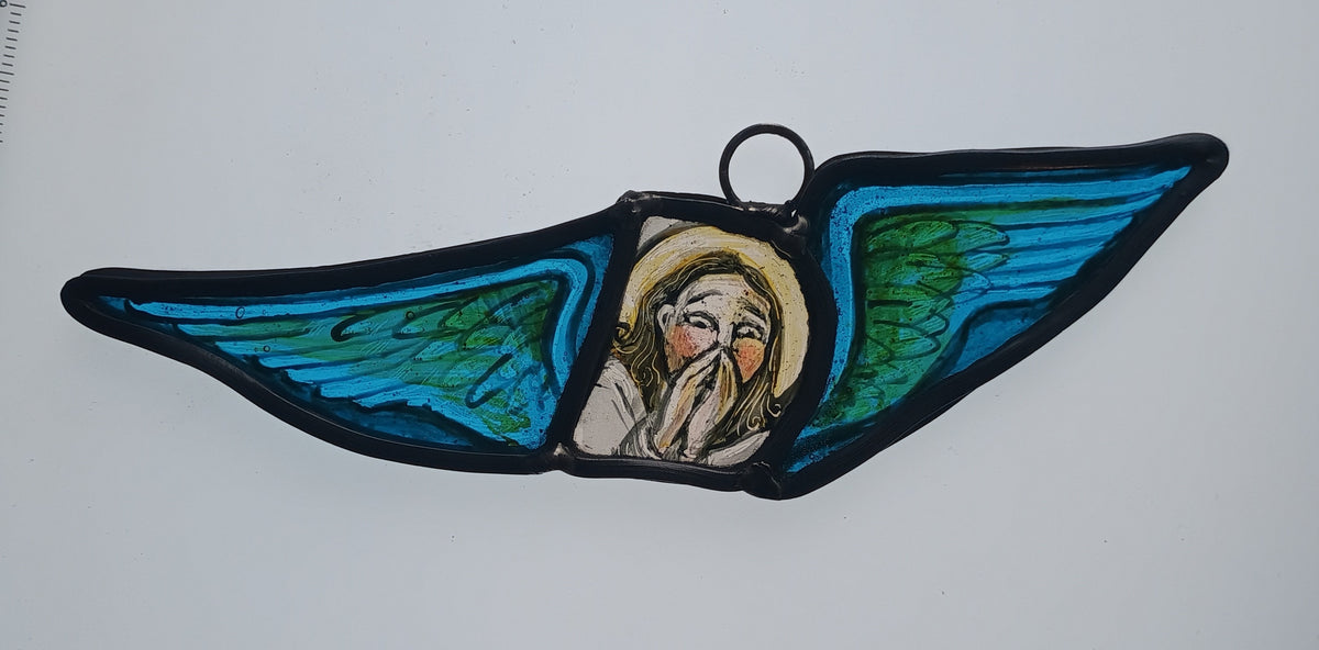 Calling Angel - hand-crafted stained glass by Rhiannon Powell
