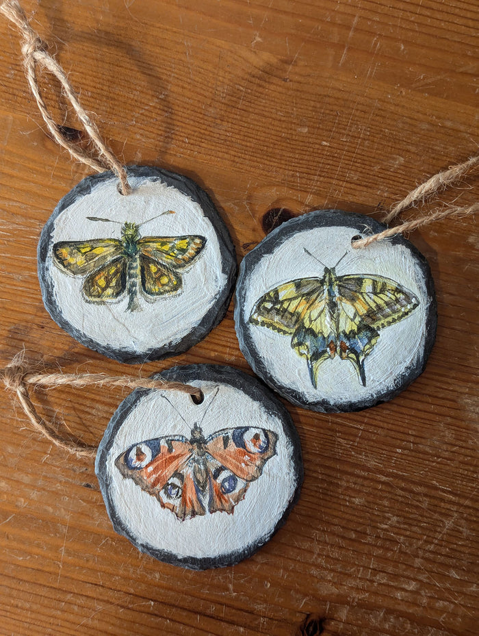 Hand-Painted Slate Butterfly Decoration by Carmen Carreira