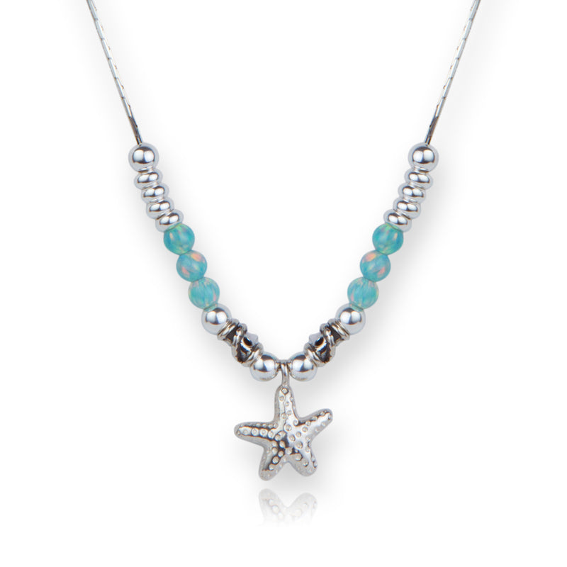 Turquoise opal and starfish necklace