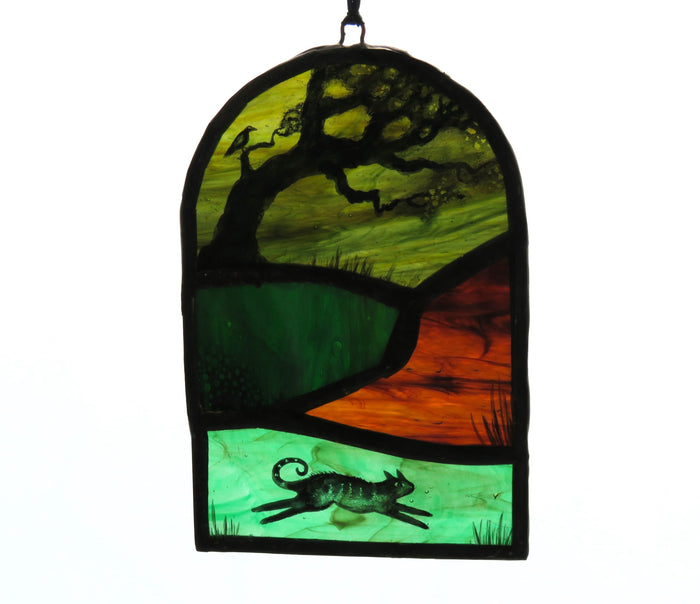 Tabby Cat - Stained Glass Panel by Debra Eden
