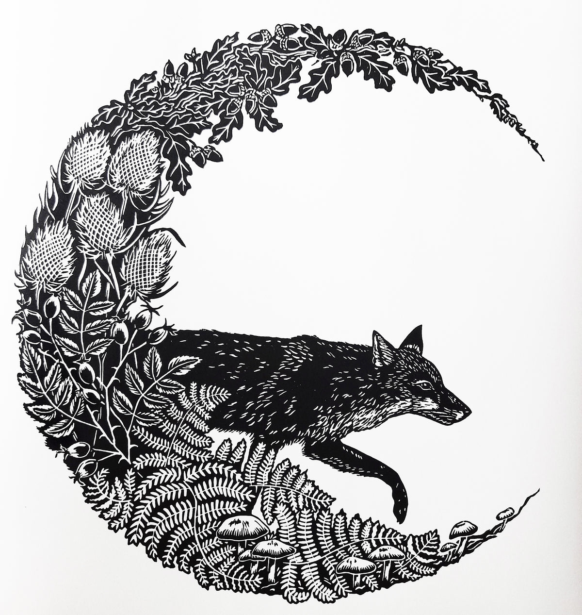 Hunter's Moon - Linocut by Tamsin Jolly