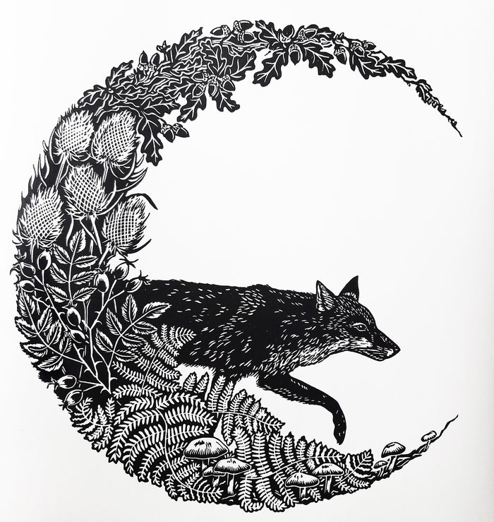Hunter's Moon - Linocut by Tamsin Jolly