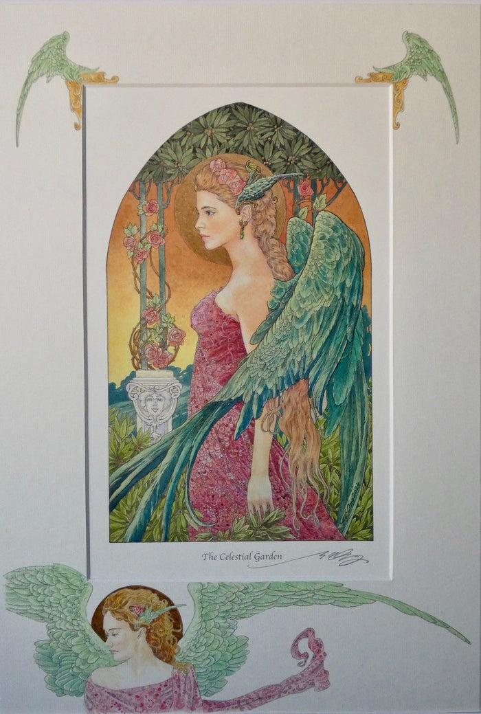 'The Celestial Garden' - print with hand-drawn detailing on mount by Ed Org