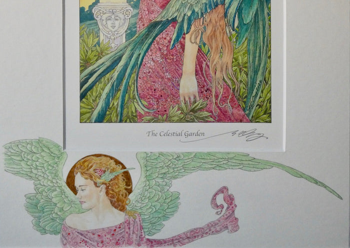 'The Celestial Garden' - print with hand-drawn detailing on mount by Ed Org