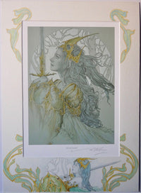 'The Elven Sword' - print with hand-drawn detailing on mount by Ed Org