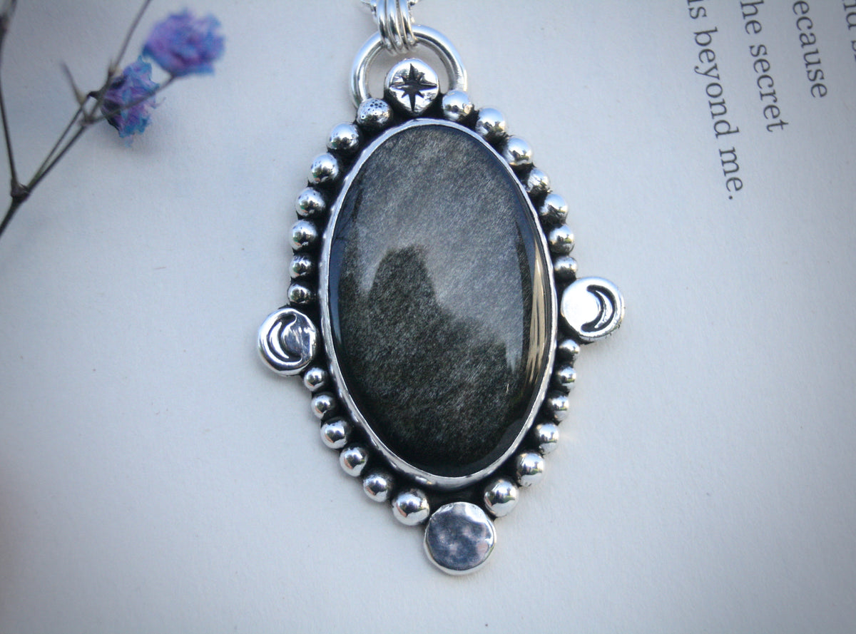 The Moon Gold Sheen Obsidian Necklace