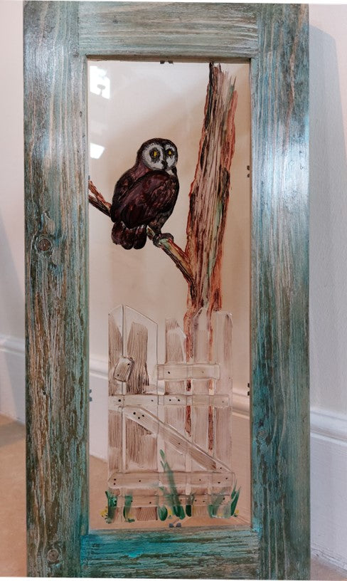 The Owl in the Tree stained glass by Bryan Smith