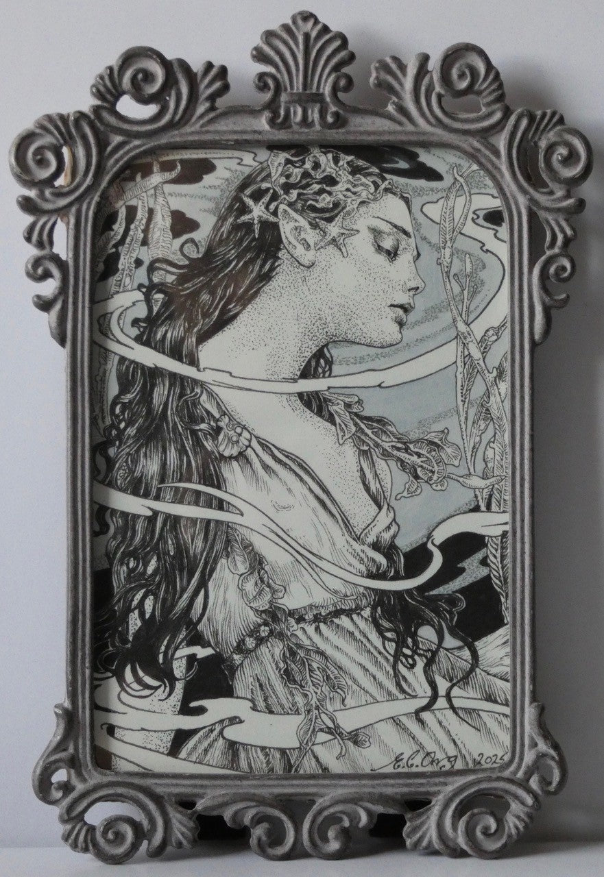 The Sea Maid - Original Pen & Ink Drawing by Ed Org