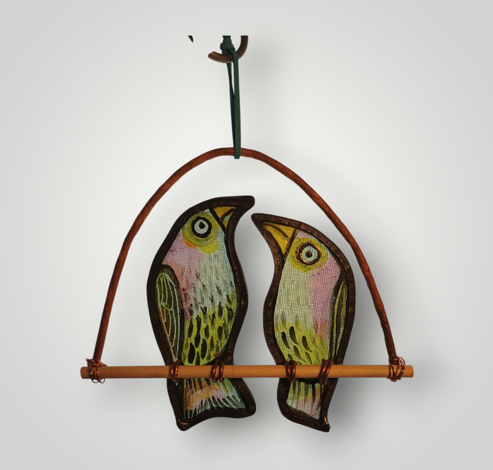 Two Birds - hand-crafted stained glass by Rhiannon Powell
