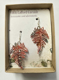 Small Fern Leaf Earrings by Vikki Lafford Garside (Autumn Colours)