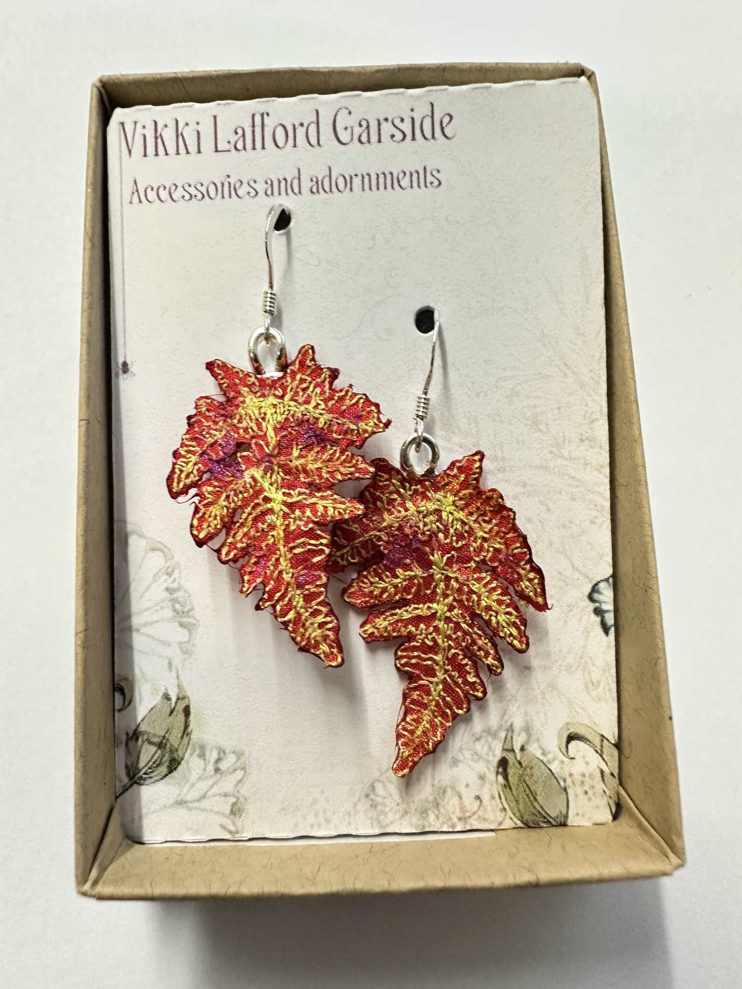 Small Fern Leaf Earrings by Vikki Lafford Garside (Spring Colours