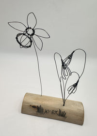 Daffodil & Snowdrops - wire and waxed driftwood scupture by Wild Grey Art (WGA13)