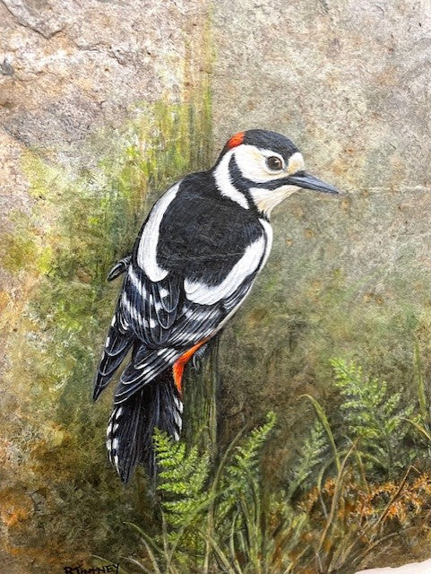 Painting on reclaimed slate by Rosemary Timney