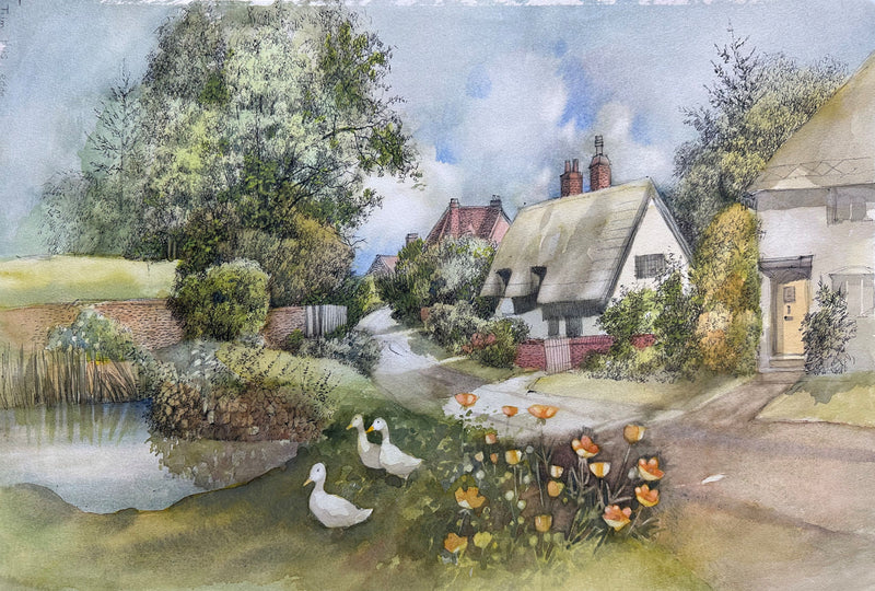 Weedon Village Pond - original painting by Gladys Crook