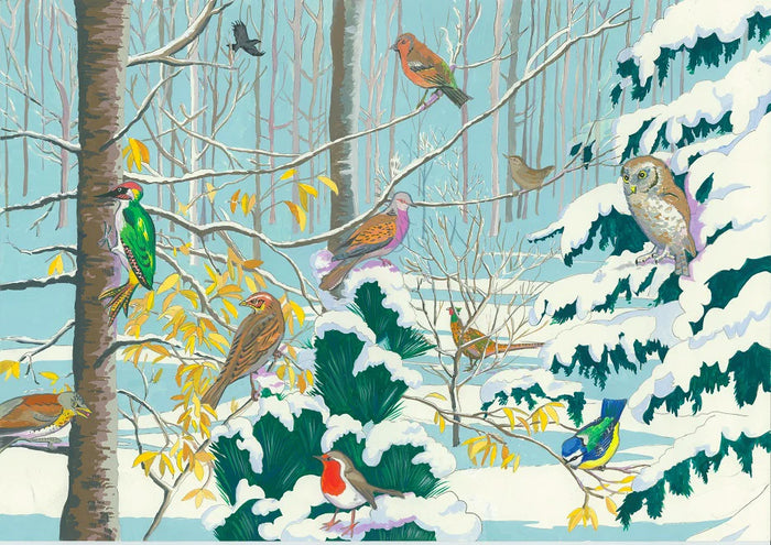 Winter Birds original painting by Mary Casserley