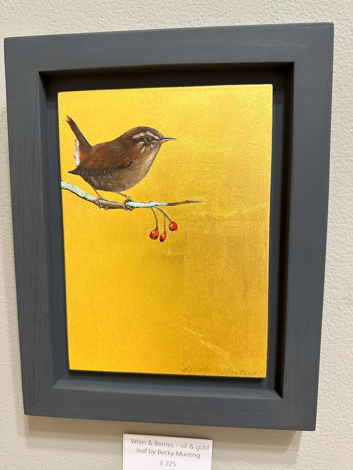 Wren & Berries Icon Painting by Becky Munting