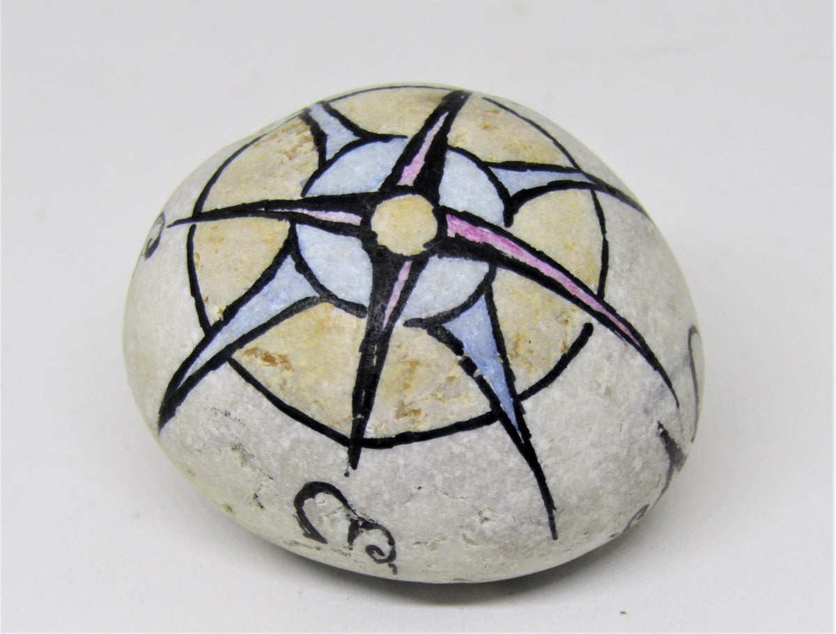 'Compass' Hand Painted Stone by Alexis Penn Carver – Obsidian Art