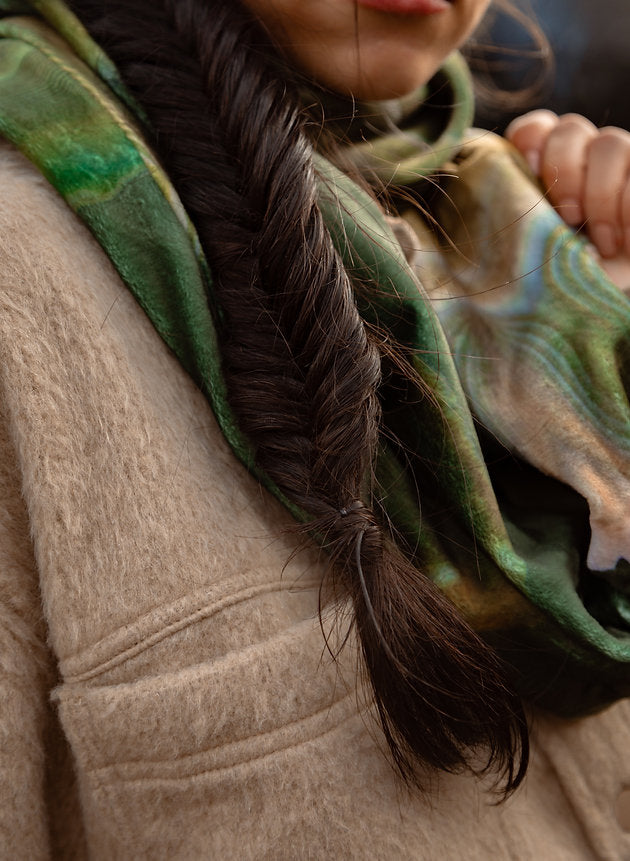 "Moss" Velvet Infinity Scarf by Agate & Ayre