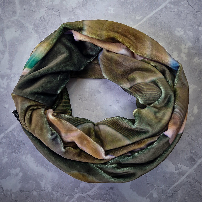 "Moss" Velvet Infinity Scarf by Agate & Ayre