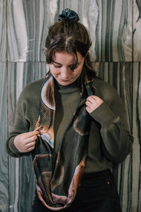 "Moss" Velvet Infinity Scarf by Agate & Ayre