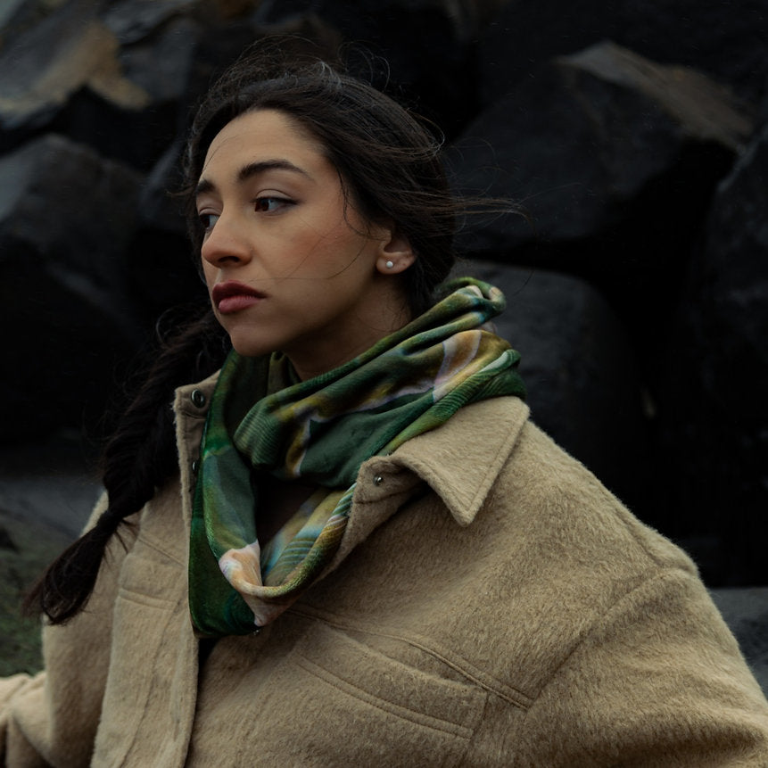 "Moss" Velvet Infinity Scarf by Agate & Ayre