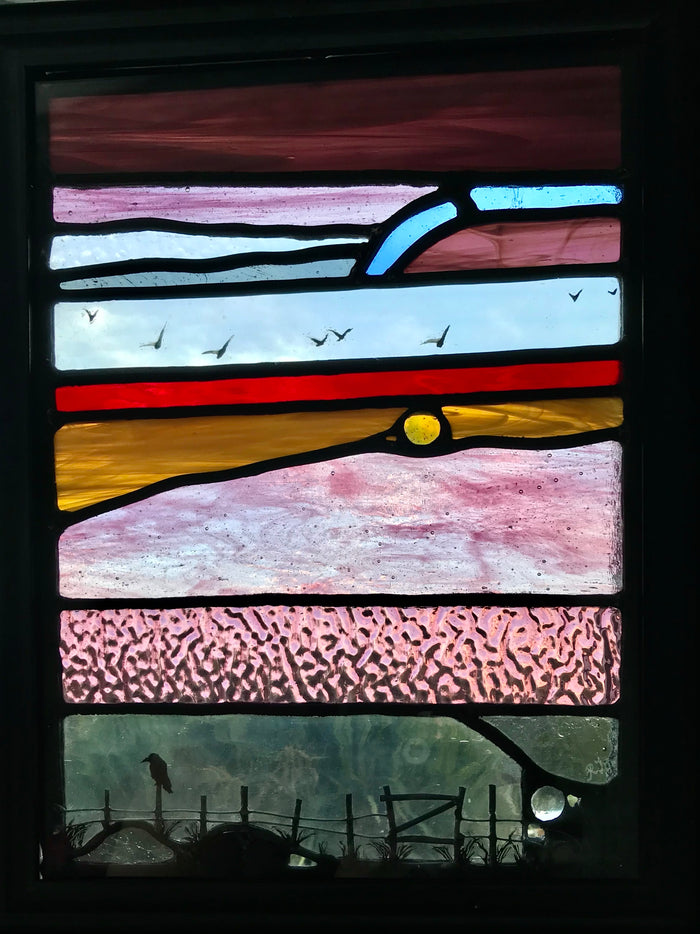 Homeward Bound - framed stained glass panel by Rebecca Jones