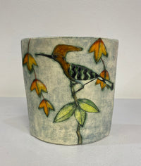 Slab Hoopoe Bird Vase by Jeanne Jackson