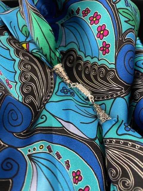 Blue Nouveau Silk Scarf by Ladycrow