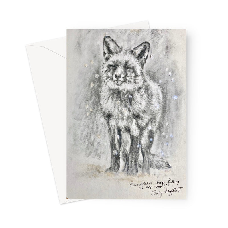 Snowflake Fox Greeting Card by Sally Leggatt