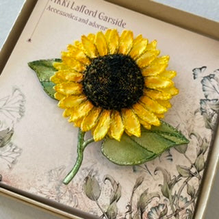 Sunflower and stem Brooch