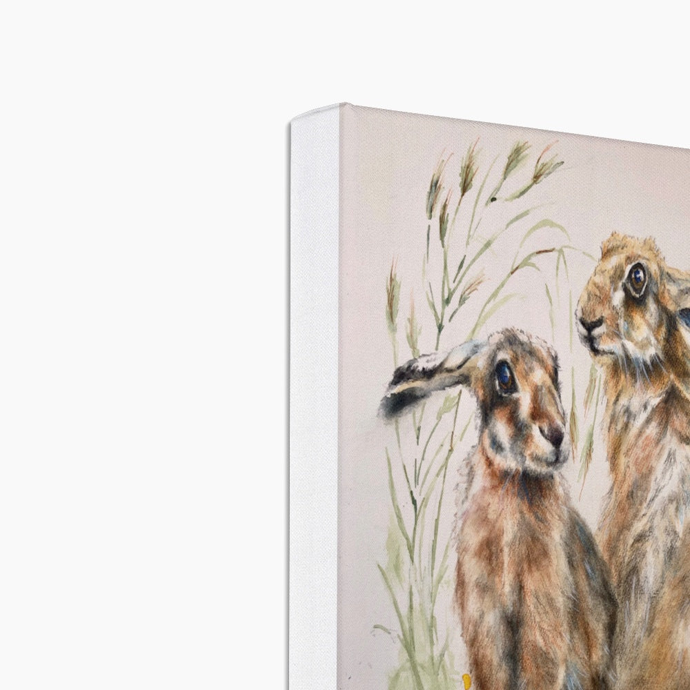 Two Hares by Sally Leggat - Print on Stretched Eco Canvas