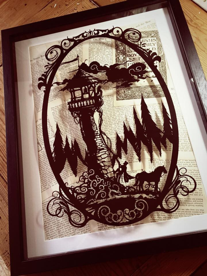 Rapunzel (Black) - Original Paper Cut by Paper Panda