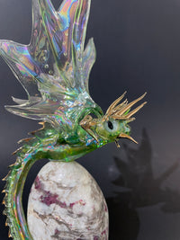 Glass Dragon on Tourmalated Quartz by Sandra Young