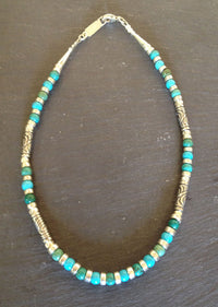 Silver Necklace with Mixed Turquoise by Anne Farag
