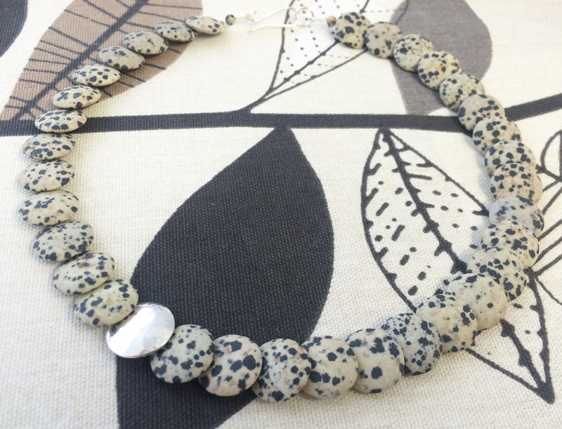 Overlapping Necklace Silver and Dalmation Jasper by Angela Learoyd