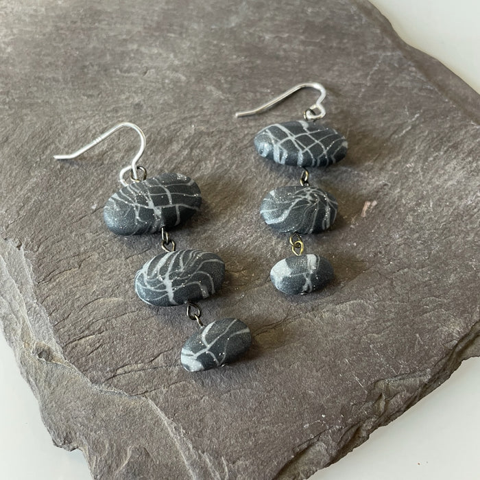 Triple Pebble Grey drop earrings