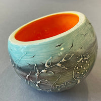 Medium slip trail nest bowl by Sarah Moss
