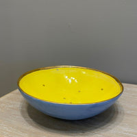 Medium yellow and blue Bowl by Sophie Smith